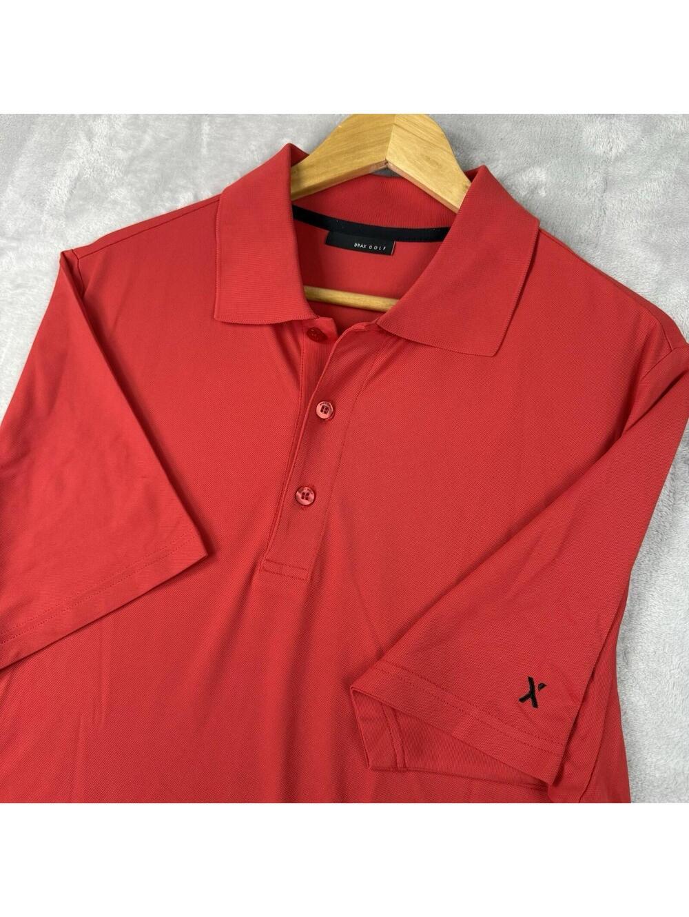 Brax Feel Good Golf Polo Shirt Mens Red Performance Casual Golf Size L Preppy